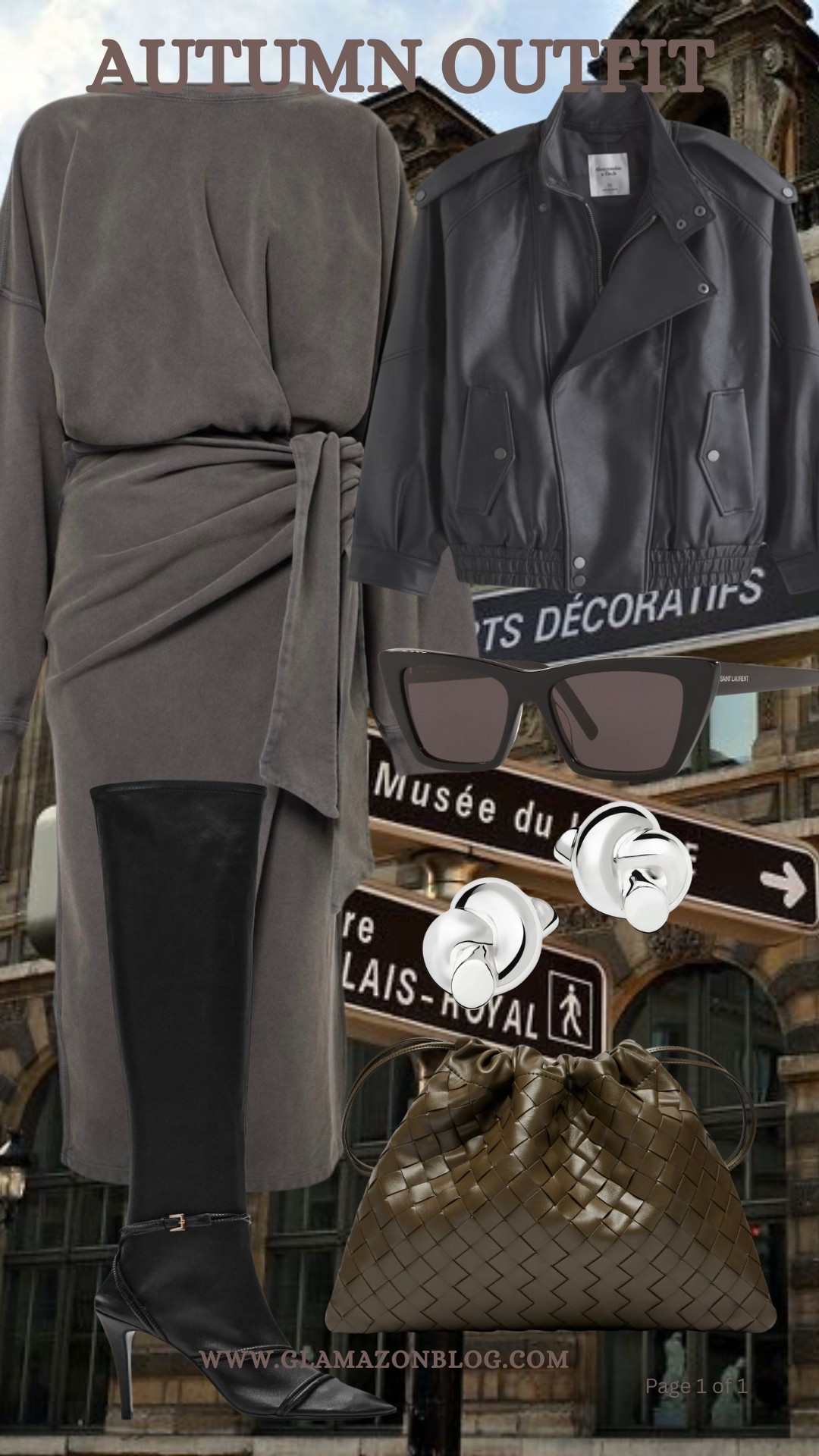 Knot earrings, Missoma earrings, Bottega dust bag, leather jacket, Abercrombie jacket, wrap dress, grey dress, midi dress 

#LTKuk #LTKeurope #LTKautumn