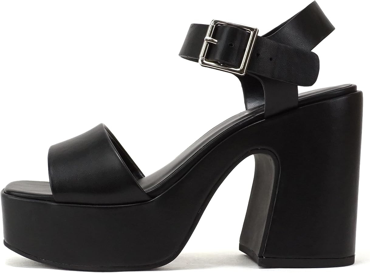 Soda Launch ~ Women Open Toe Ankle Strap Platform Chunky High Heeled Sandal | Amazon (US)