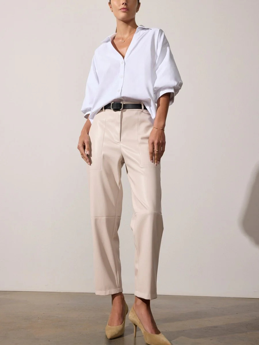 Brochu Walker | Women's Stone Vegan Leather Pant In Perle | Brochu Walker