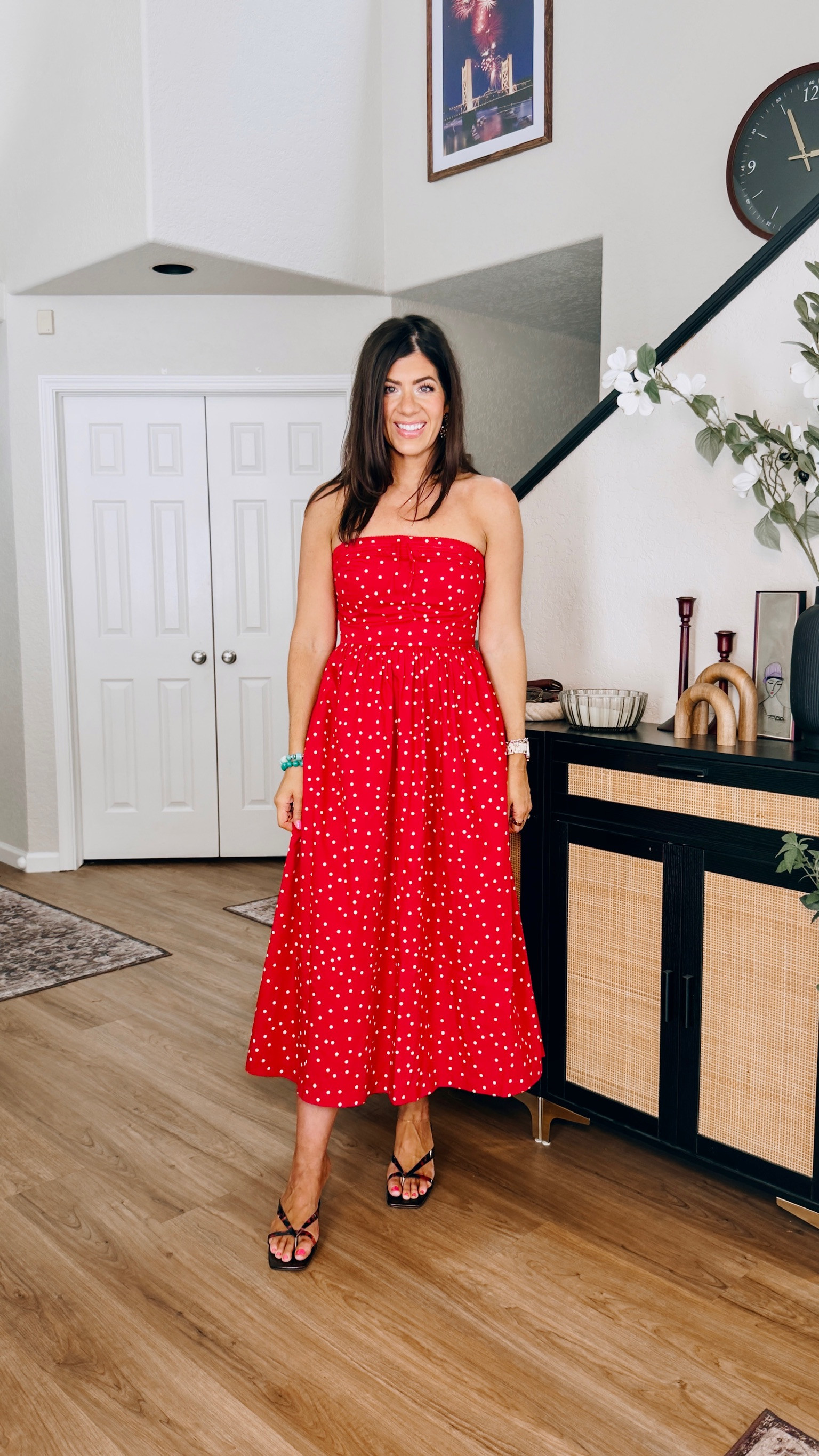Use code SHORTSAF for a stackable 15% 
wearing small tall 

polka dot, red dress, midi maxi dress, summer dress, midsize chic outfit, strapless dress
 

 #LTKOver40 #LTKSaleAlert #LTKMidsize