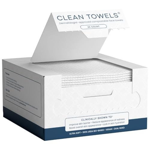 Clean Skin Club Clean Towels®, 100% USDA Biobased Face Towel, Disposable Face Towelette, Eczema Association Accepted, Makeup Remover Dry Wipes, Ultra Soft, 1 Pack, 25 Ct | Amazon (US)