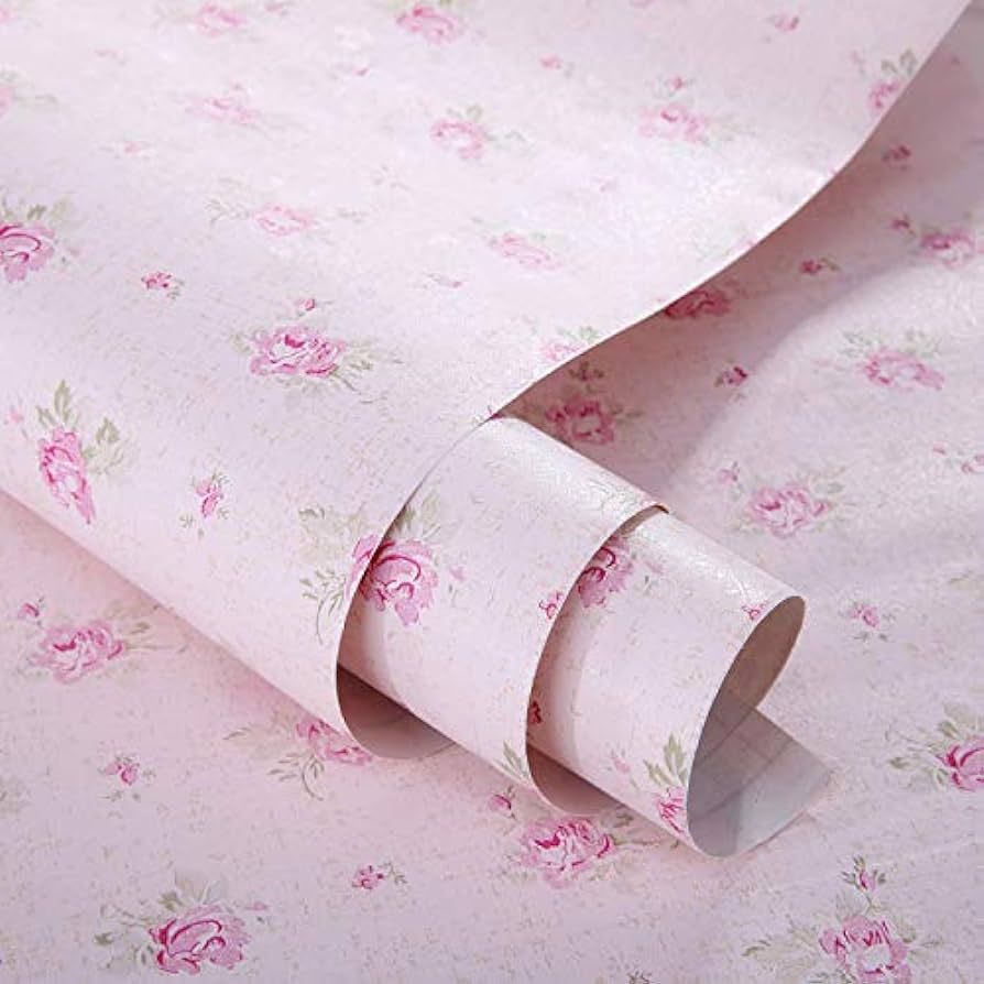 Pink Floral Drawer Shelf Liner Self Adhesive Decorative Rose Contact Paper for Shelves Drawer Cab... | Amazon (US)