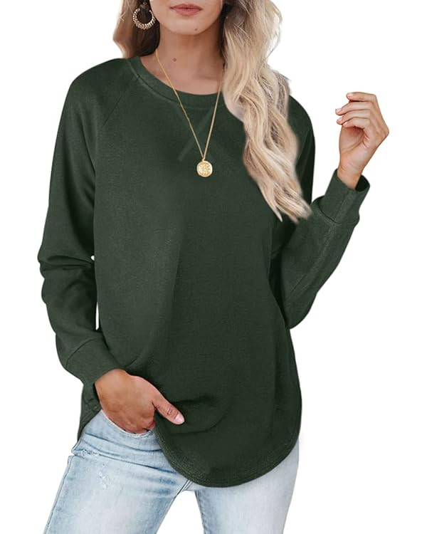 XIEERDUO Womens Sweatshirts Crewneck Loose Fitting Tunic Tops Long Sleeve Shirts Pullover | Amazon (US)
