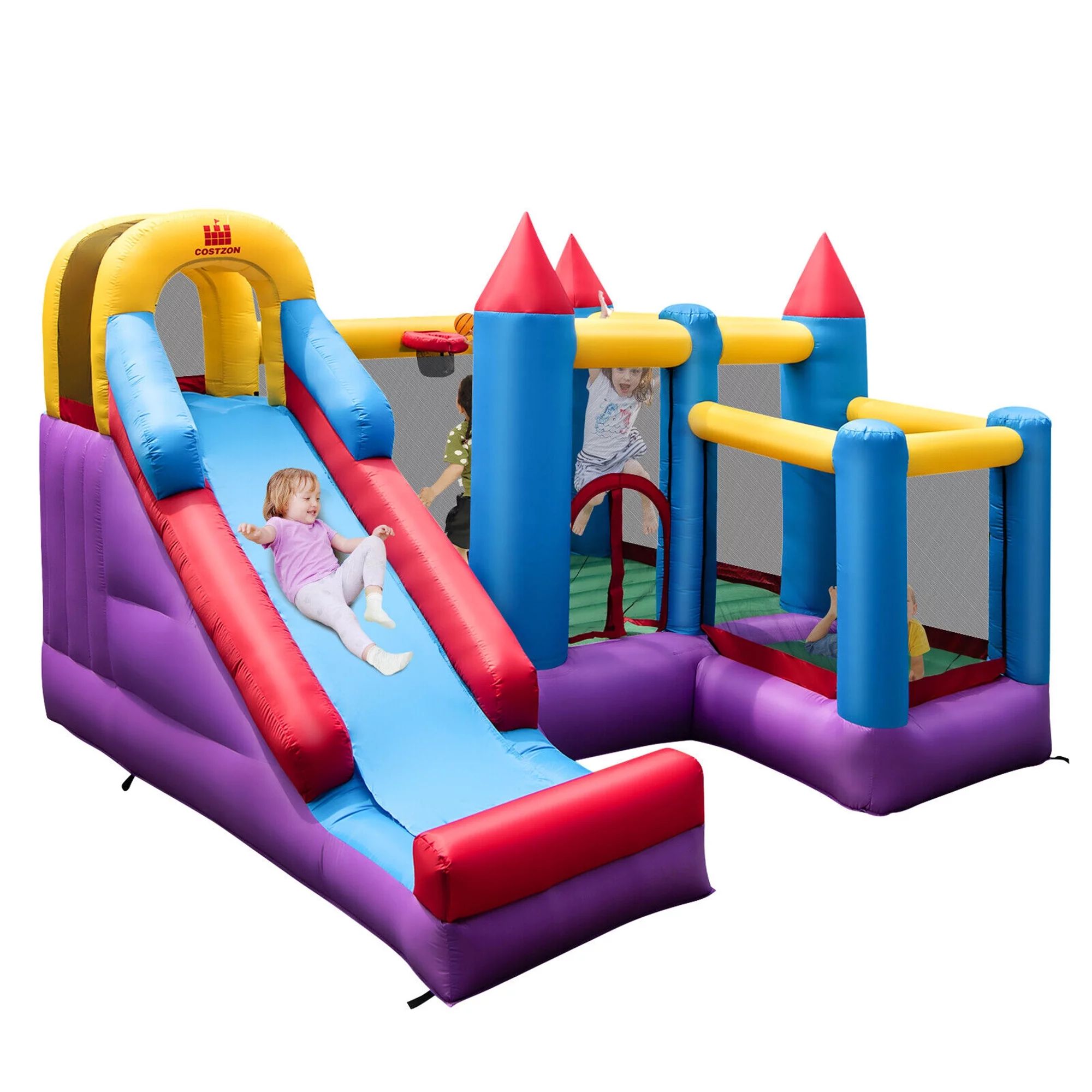 Gymax Inflatable Bounce House 5-in-1 Inflatable Bouncer Indoor & Outdoor Blower Excluded | Walmart (US)