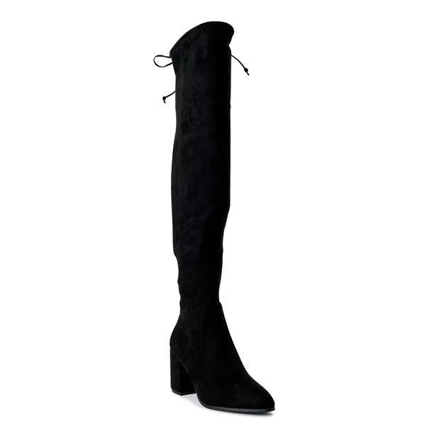 Scoop Women's Tie Back Block Heel Over the Knee Boots | Walmart (US)
