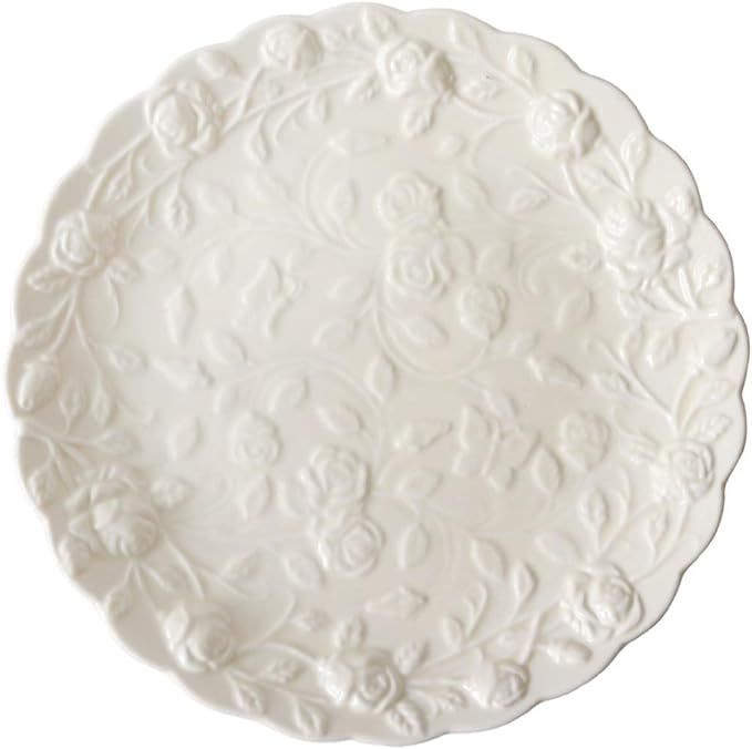CheeseandU Vintage Embossed Lace Ceramic Plate Floral Ceramic Plate Tableware Dish for Wedding Pa... | Amazon (US)