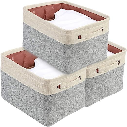 DECOMOMO Extra Large Foldable Storage Bin [3-Pack] Collapsible Sturdy Cationic Fabric Storage Bas... | Amazon (US)