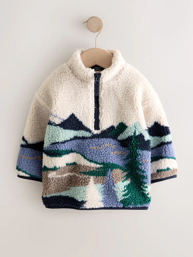 Multi Mountain Scene Patterned Zip Through Fleece (3mths-7yrs) | Next EU