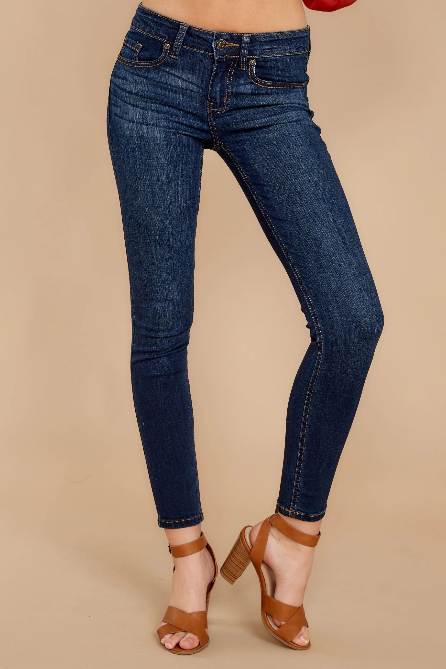 New In Town Dark Wash Skinny Jeans Blue | Red Dress 