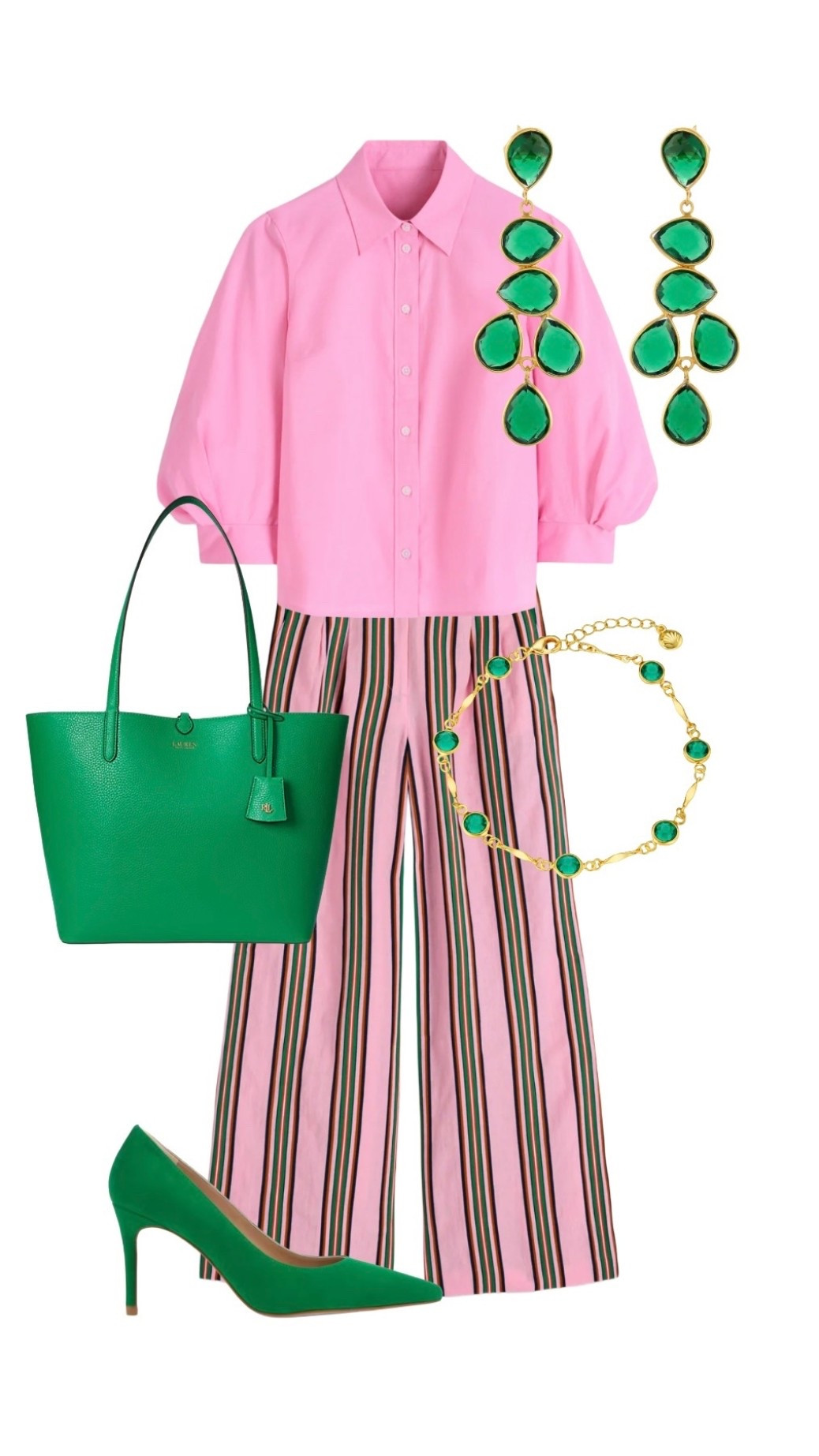 Pink and green is always 👌🏼 💚🩷💚

Pink Puff Sleeve Dress Oxford Shirt & Pink Stripe Linen Trousers - New arrivals at Boden 

Sheena Green Statement Drop Earrings - Shyla at John Lewis

Orelia Emerald & Bar Link Gold Bracelet at John Lewis

Green Tote Bag - Ralph Lauren

Green Suede Shoes - LK Bennett (massive sale!) 

#LTKsale #LTKeurope #LTKspring