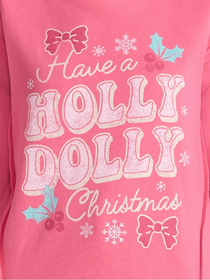 Time and Tru Women's Graphic Long Sleeve Sweatshirt, Holly Dolly Christmas, Sizes XS-XXXL | Walmart (US)