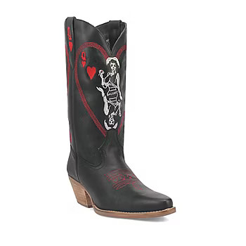 new!Dingo Womens Queen A Hearts Stacked Heel Cowboy Boots | JCPenney