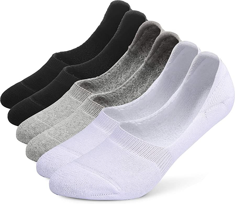 Leotruny 6 Pairs Unisex Thick Cushion Athletic Cotton Non Slip Low Cut Flat Liner No Show Socks | Amazon (US)