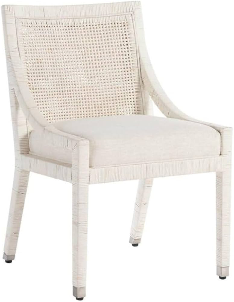 Starlight Canyon Home White Natural Rattan Dining Chair with Nomad Snow Crypton Fabric \u2013 Boh... | Amazon (US)