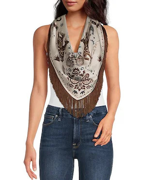 Fringe Western Paisley Cowboy Print Scarf | Dillard's