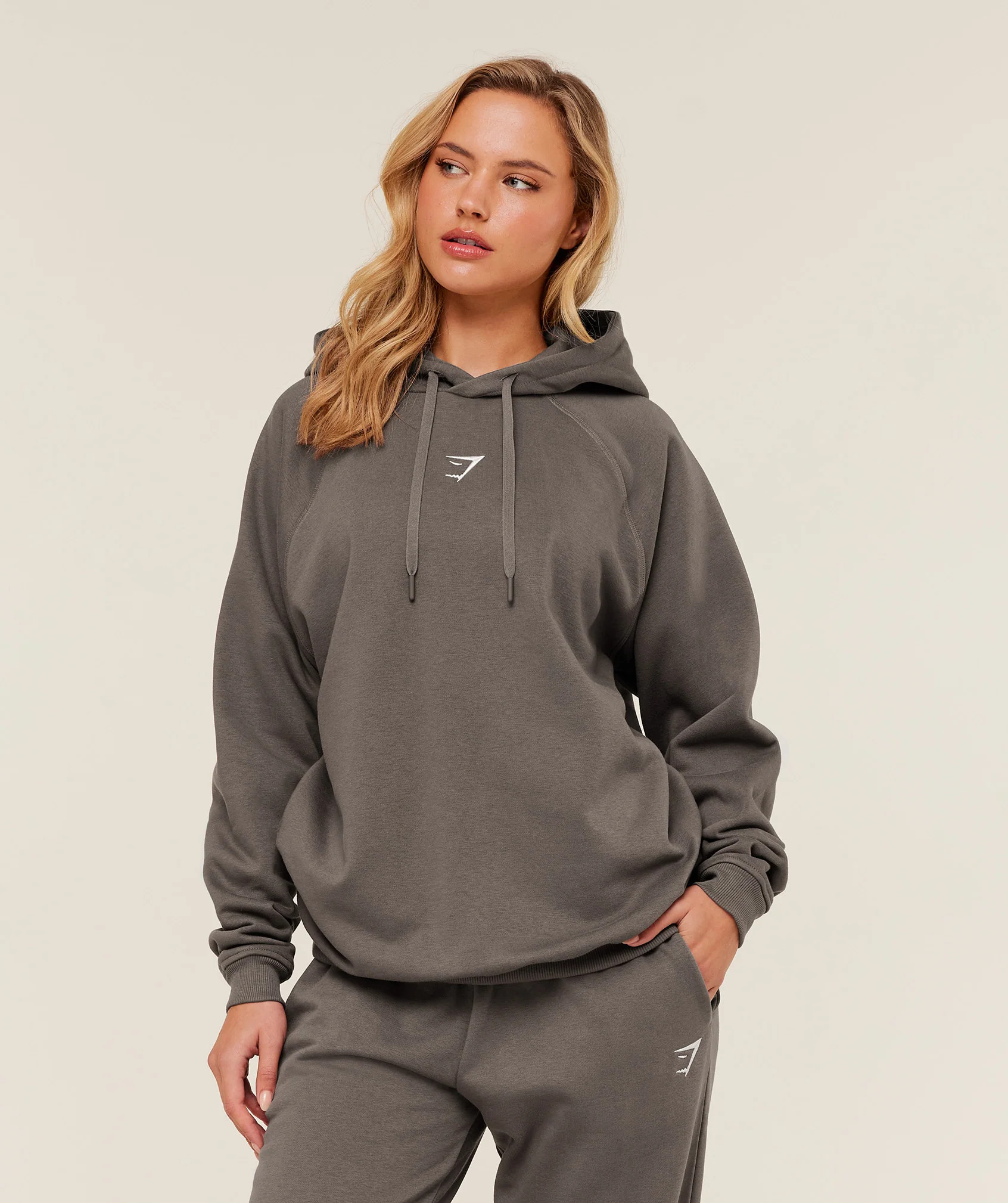 Gymshark Training Oversized Fleece Hoodie - Cool Brown | Gymshark UK