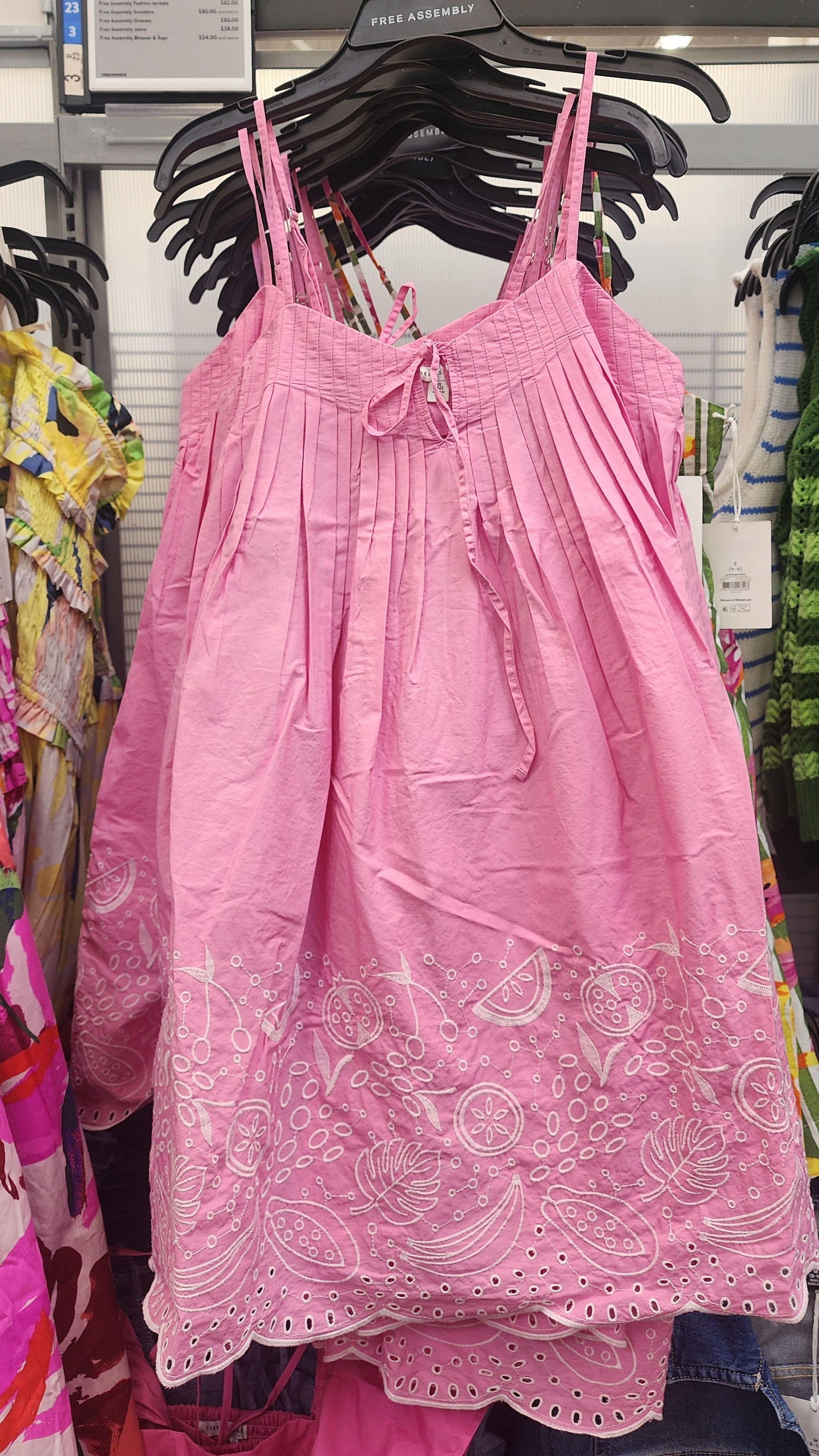 Walmart Free Assembly pink, pleated, cotton, baby doll dress, embroidery detail with scallop hem 

 #LTKdayinmylife #LTKootd #LTKSaleAlert