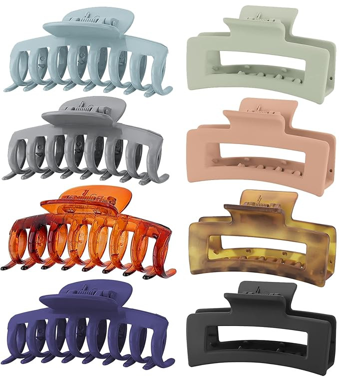 8 Colors Lolalet Strong Hold Hair Claw Clips, 2 Styles Nonslip Medium Large Jaw Clip for Women an... | Amazon (US)