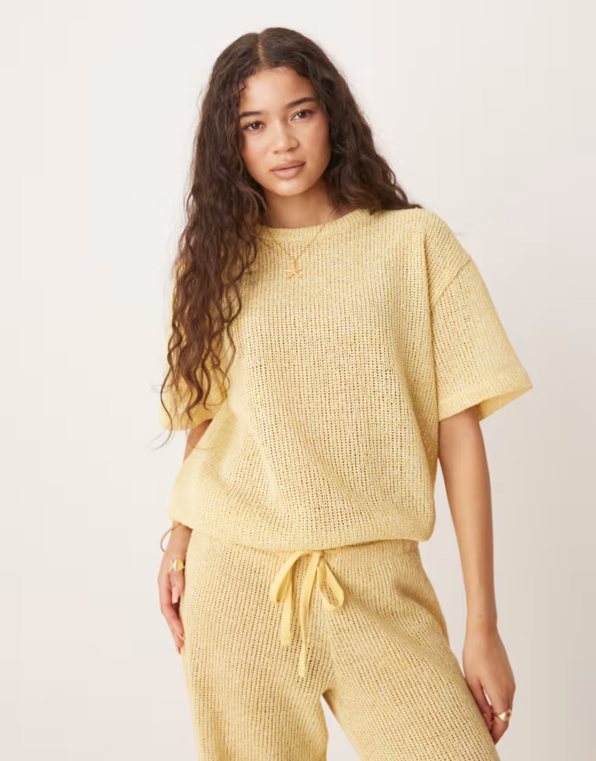 ASOS DESIGN textured jersey oversized short sleeve co-ord in lemon-Yellow | ASOS (Global)