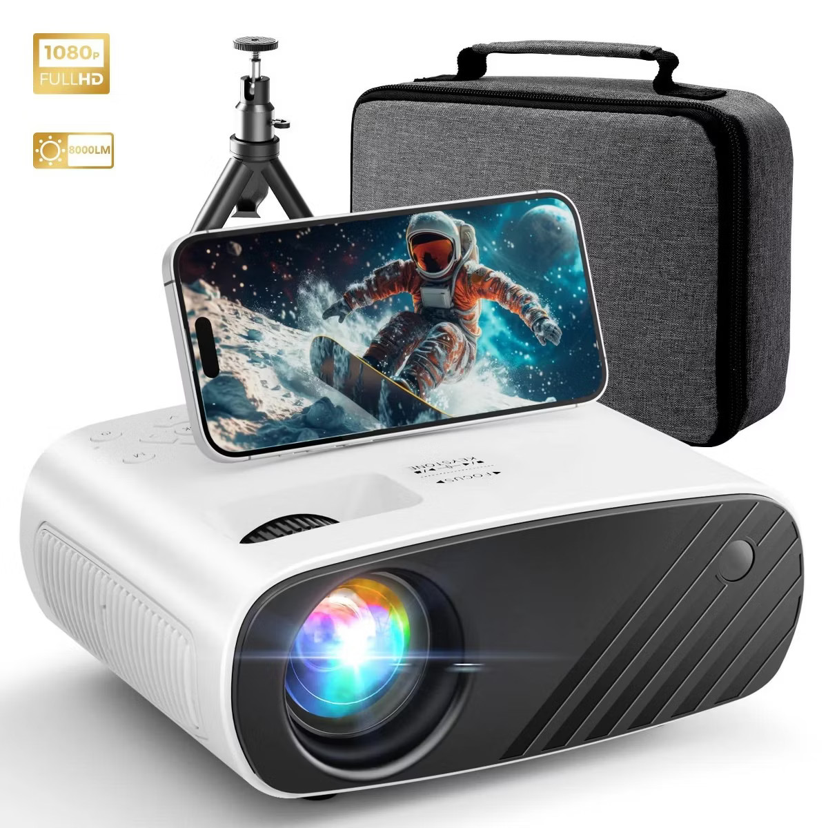 ELEPHAS Mini Projector with Tripod and Camera Bag, Support 4K Native 1080P Portable Movie Project... | Target