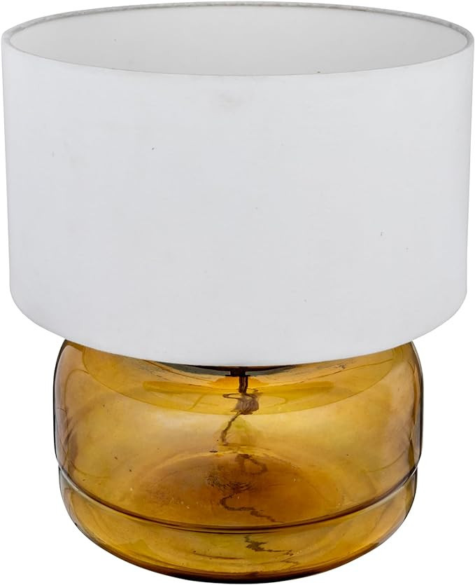 Creative Co-Op Amber Glass Table Lamp with White Cotton Shade | Amazon (US)