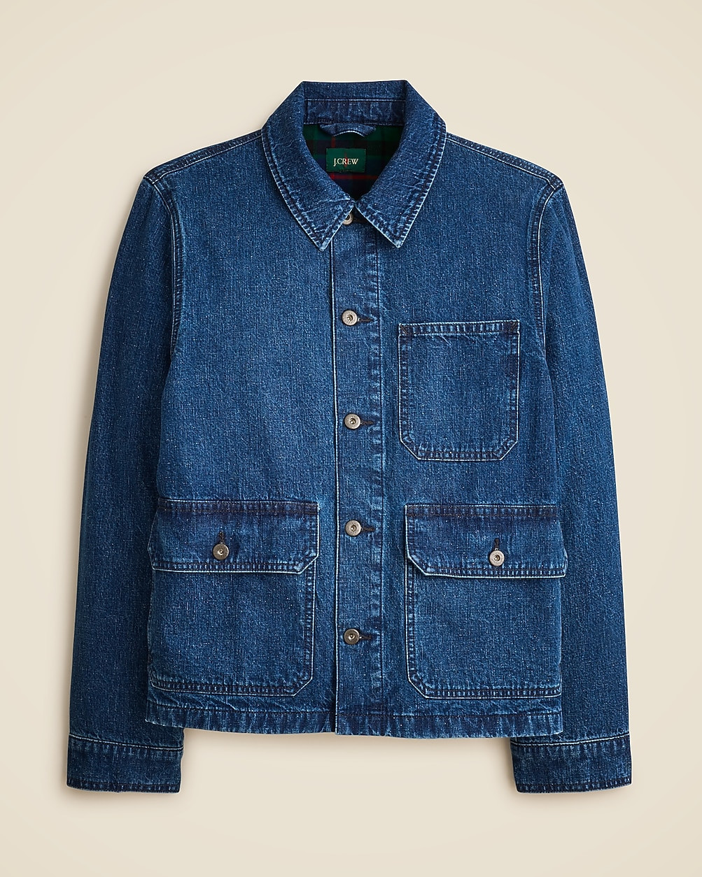 Patch-pocket denim jacket with flannel lining | J. Crew US