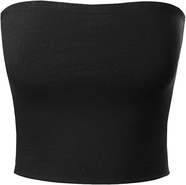 MixMatchy Women's Double Layered Basic Casual Strapless Backless Bandeau Bra Tube Top | Amazon (US)