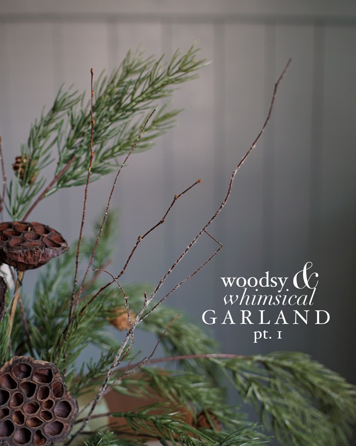 Woodsy garland, garland diy, Christmas garland, Christmas mantel, Christmas fireplace, whimsical Christmas 