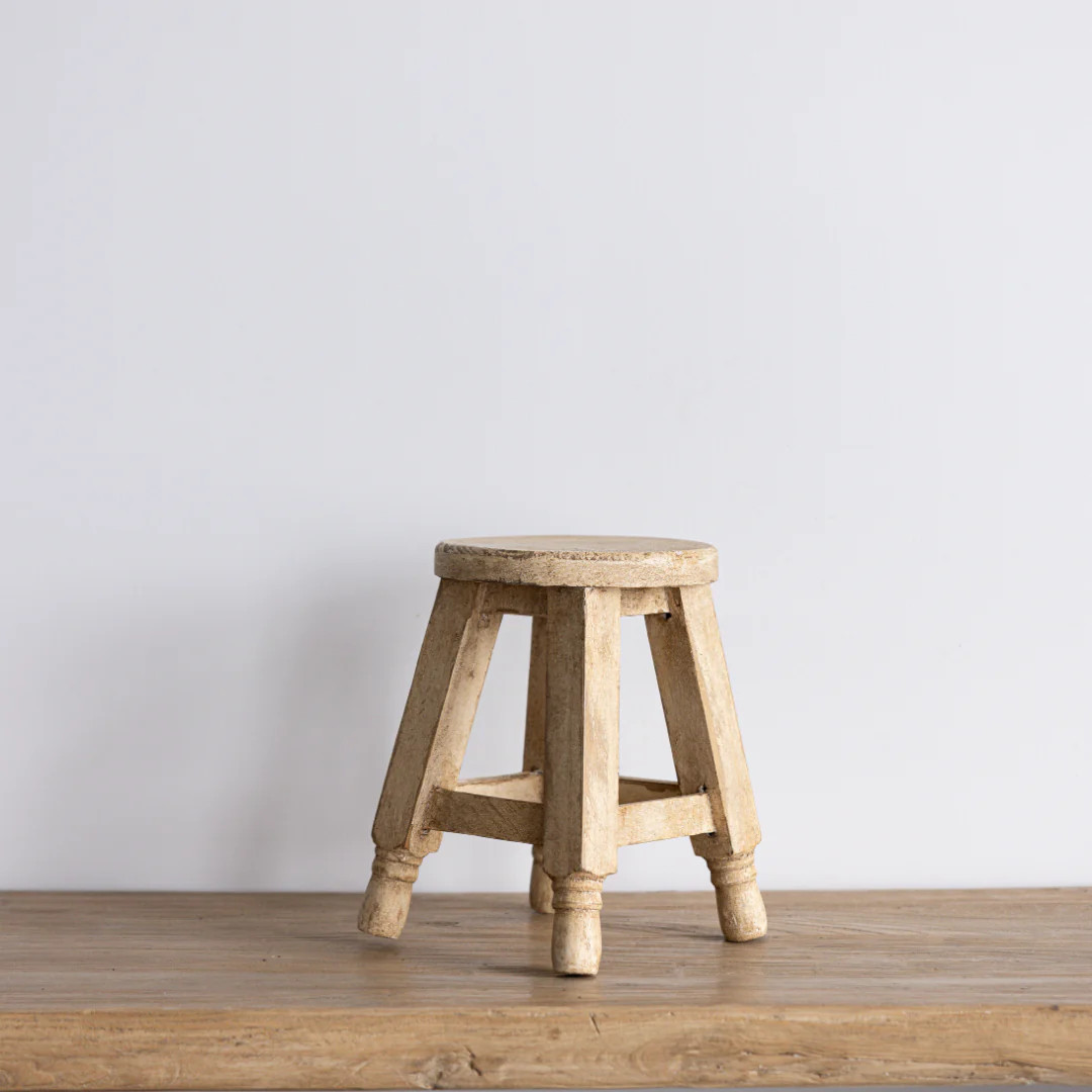 Natural Round Wooden Stool | By Luxe B Co. | luxe bCO