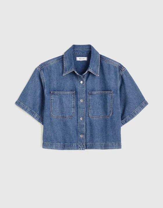 Boxy Crop Button-Up Shirt in Airy Denim | Madewell