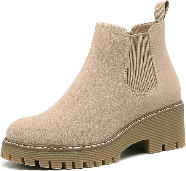 DECARSDZ Womens Chunky Platform Chelsea Boot With Elastic Low Wedge Heel Slip On For Fall Work Su... | Amazon (US)