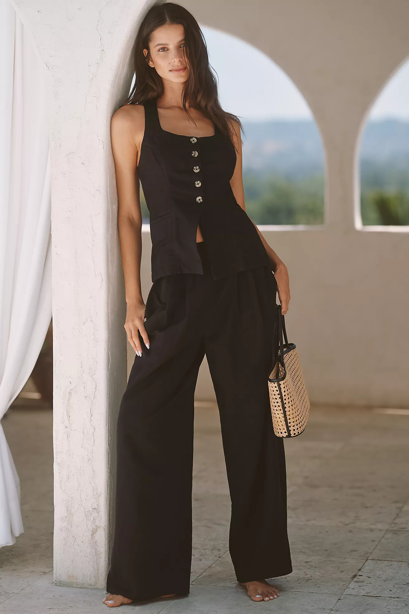 LSPACE Palma Linen High-Rise Wide-Leg Pants | Anthropologie (US)