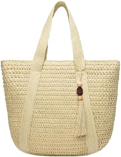 Straw Beach Bags for Women Woven Beach Tote Bag Casual Boho Large Shoulder Handbags Purse for Vac... | Amazon (US)