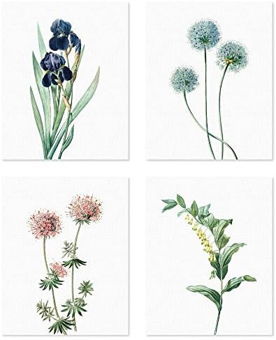 PapaKit Botanical Floral Garden - 4 Piece 8x10 inches Unframed Canvas Painting Print Set Wall Art De | Amazon (US)