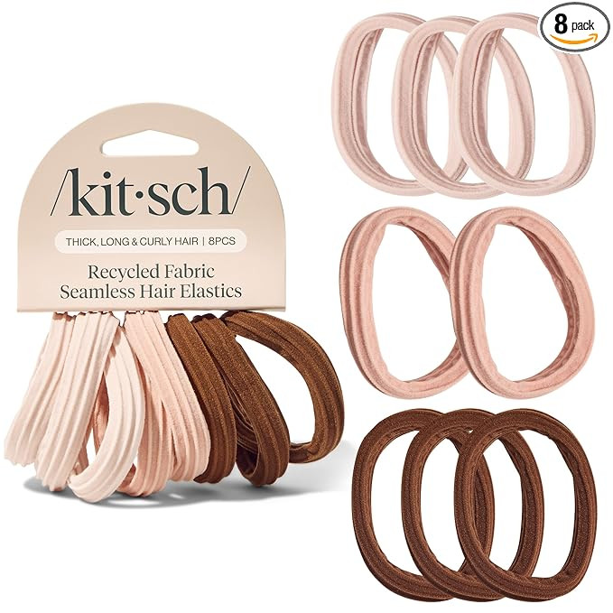 Kitsch Hair Ties No Damage - Strong, Stretchy Hair Bands | Soft Nylon Ponytail Holders, Snag-Free... | Amazon (US)