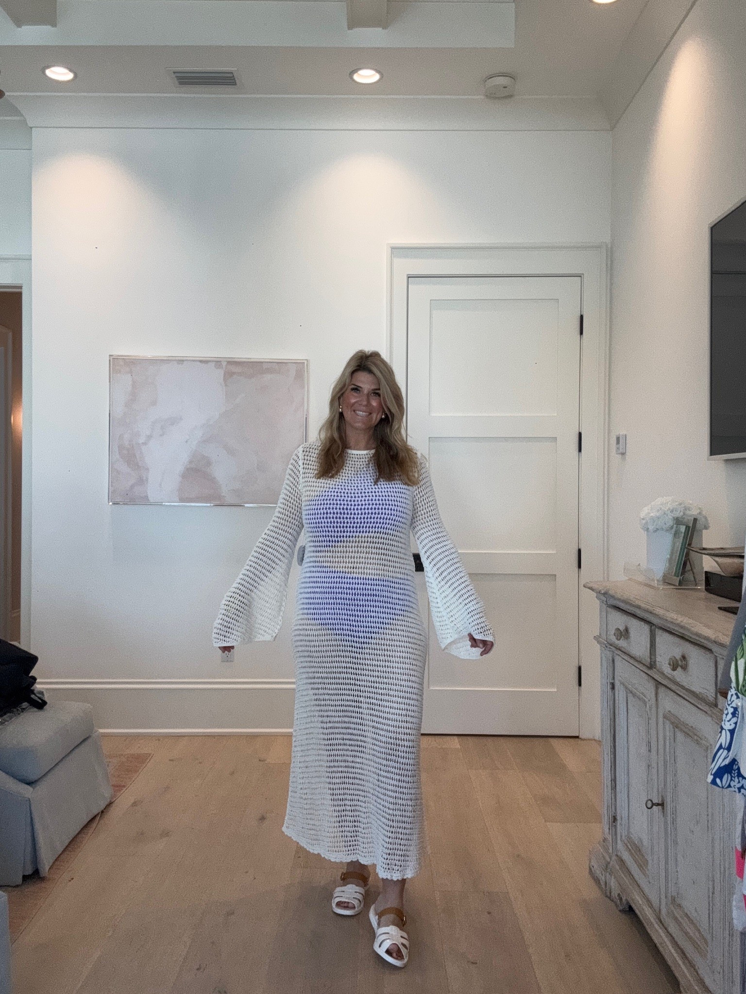 The cutest swim cover-up I ever did see! 👀 I’m a sucker for a crochet style dress and love the cut out detailing on the back of this pick. I have a feeling this will sell fast, so snag your size while you still can! I’m also linking my one piece swimsuit (which is so comfy and flattering.) Plus, don’t miss out on these under $100 jelly sandals — they’re a trendy update on a nostalgic style. 

#LTKFindsUnder100 #LTKSwim #LTKSeasonal