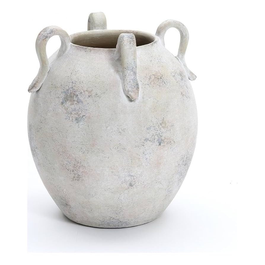LuxenHome Vintage Ceramic Round Vase Multi Gray and White Terracotta Vaes with Handles Farmhouse ... | Amazon (US)