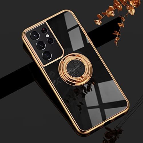 Amazon.com: aowner for Samsung Galaxy S21 Ultra Ring Holder Case Shiny Plating Rose Gold Edge 360 De | Amazon (US)