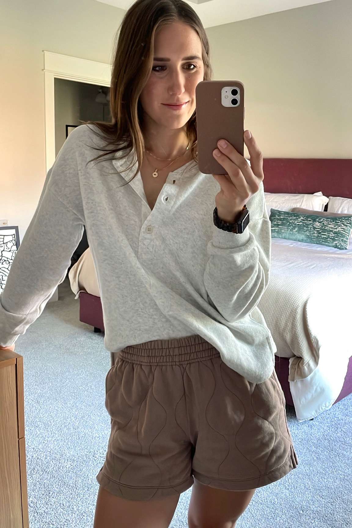 Thriving in this sweatshirt + shorts season. These quilted shorts are by far the best 💵 I’ve spent at Abercrombie in a while. And ON SALE right now for $27. They are SO comfy & the fit is just amazing. True to size. 3 colors available. #shorts #sweatshirt #falloutfit #quiltedshorts #falltrends #henley #crewneck 

#LTKstyletip #LTKunder50