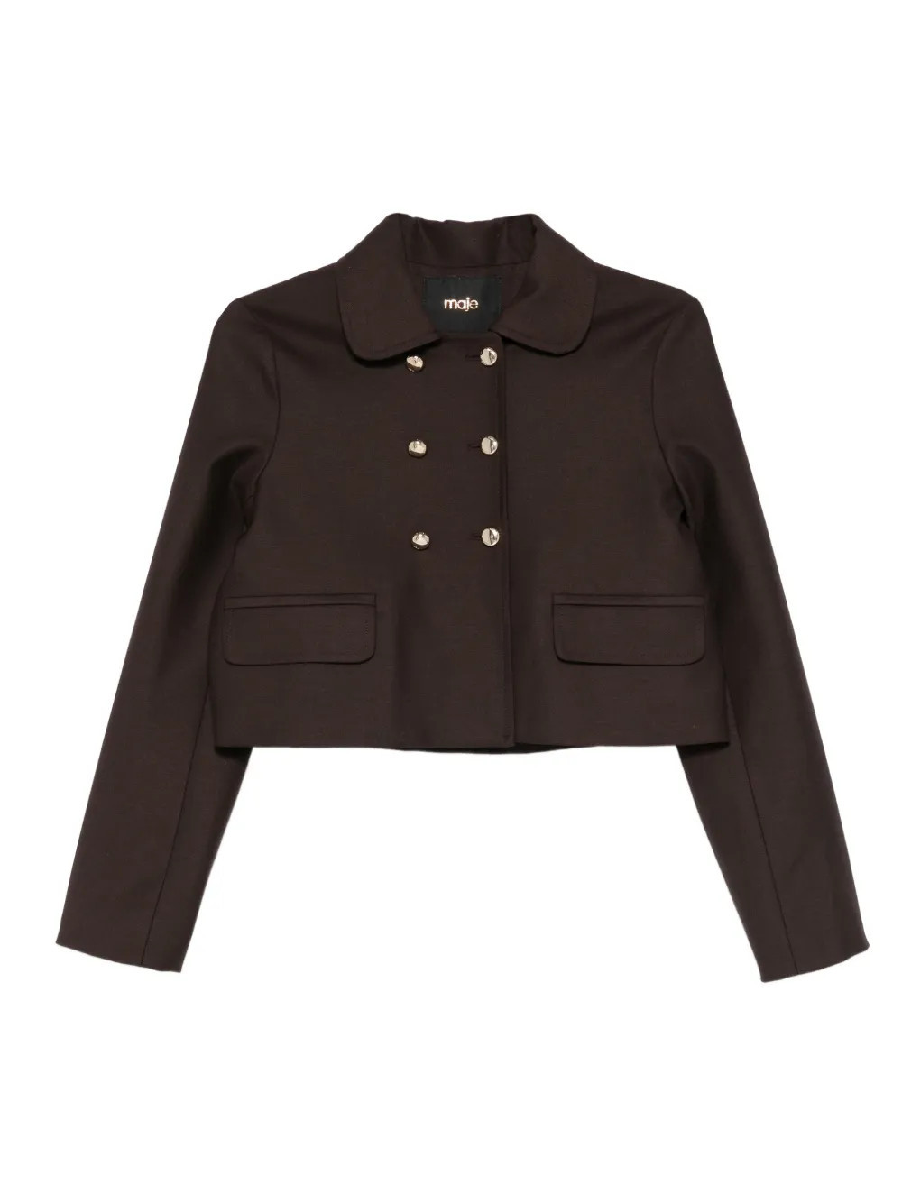 Maje double-breasted flap-pocket jacket - Brown | Farfetch Global