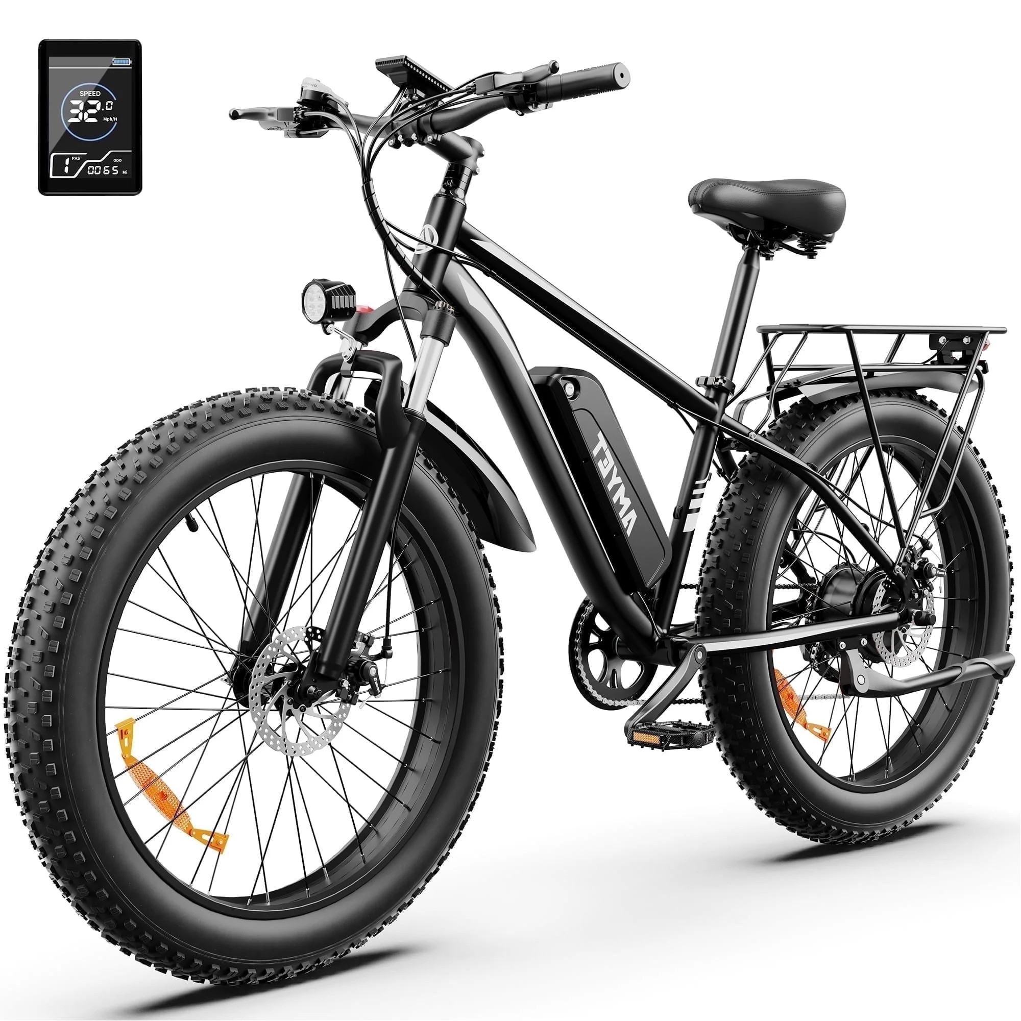 AMYET EB26 Electric Bike for Adults, 26*4.0 Fat Tire E-Mountain Bicycle,Peak 1500W Motor 48V 15Ah... | Walmart (US)