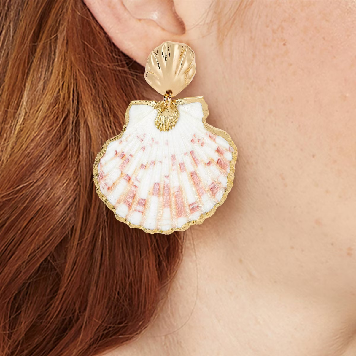 Seashell Double Drop Earrings - A New Day™ Gold | Target