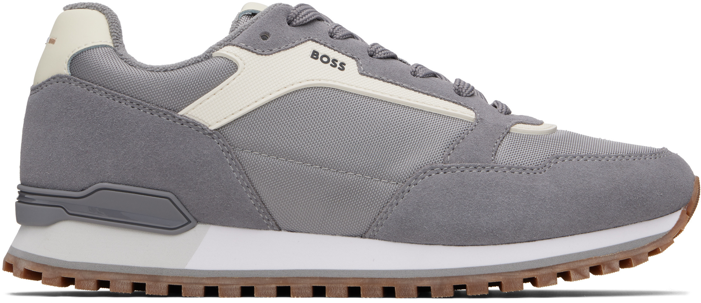 BOSS Gray Suede Sneakers | SSENSE
