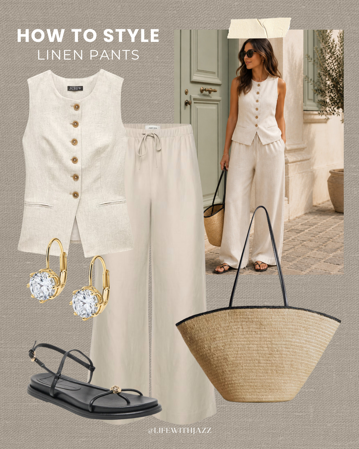 how to style linen pants for summer 
aritzia lodge linen pants / cute summer tops / boxy cut tanks / strappy sandals / chic sunglasses / heaven mayhem necklace / straw tote bags / beaded purses / lunch outfit / dinner outfit / minimal and chic style

#LTKootd #LTKSeasonal