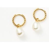 Pearl Twisted Small Drop Hoop Earrings | Gold Plated Vermeil/Pearl | Missoma US