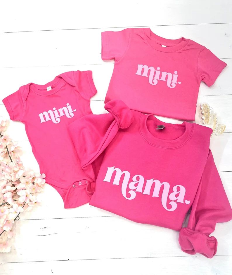 Embossed Mommy and Me Shirts, Puff Design Mommy and Me Outfits, Womens Clothing, Mothers Day Outf... | Etsy (US)