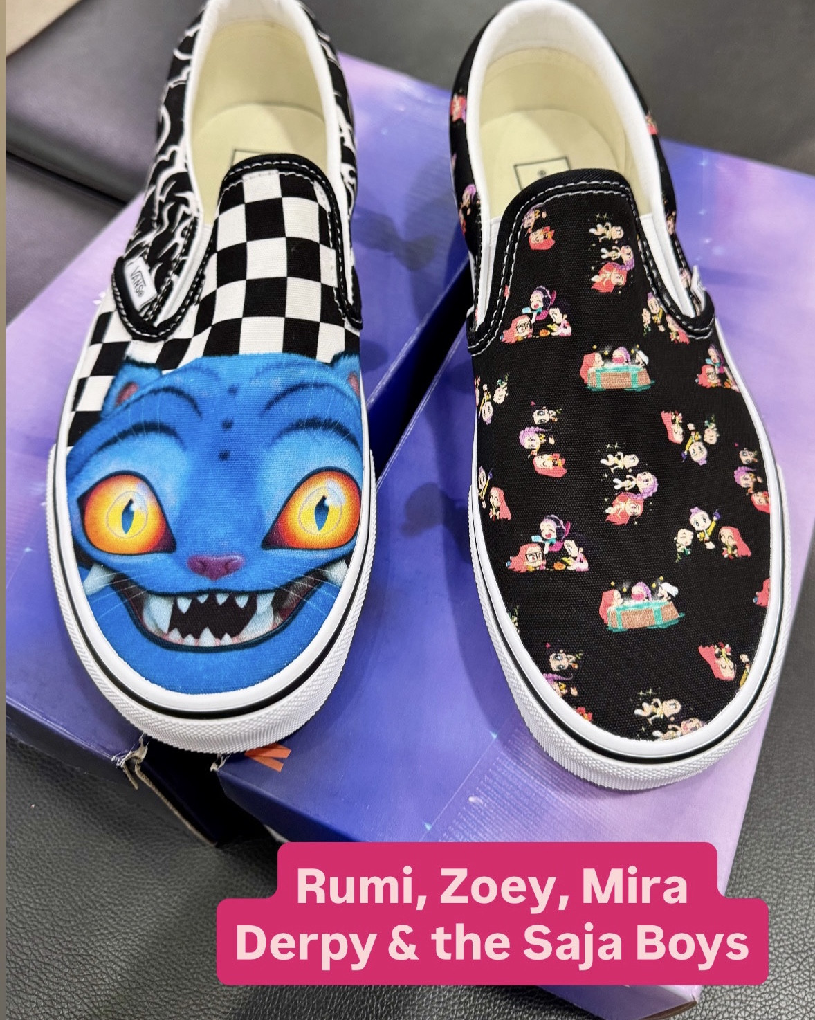 Show your K Pop fandom with these fun Derpy and Saja Boys sneakers! The ‘Big Kids’ size 7 fits a Women’s 8 to 8.5! Check unisex size charts. Slip on, tie vamp and high top options with colorful designs. My college age daughter got a pair! #KPop #vans #sneakers #Derpy #SajaBoys #shoecrush #bandtee #kpopdemonhunters 

#LTKValentine #LTKdayinmylife #LTKKids