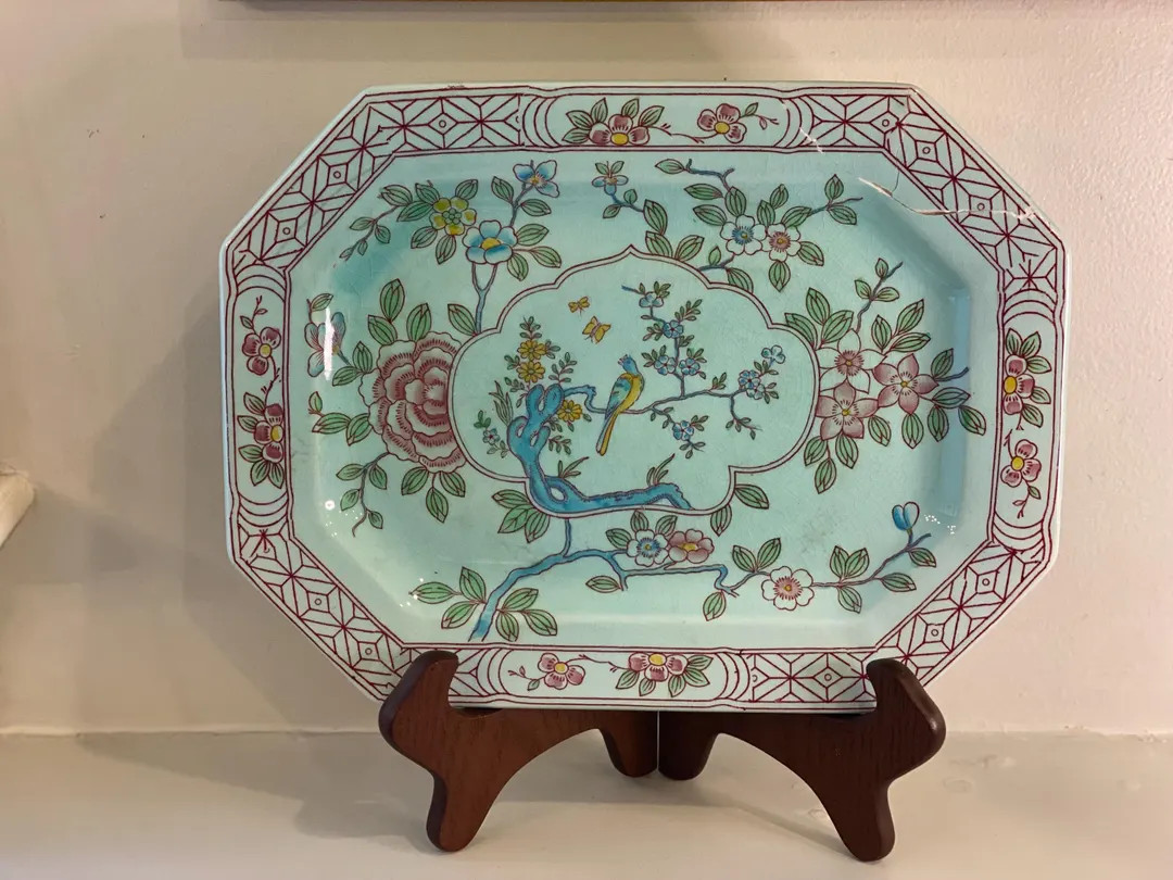 Singapore Bird Platter by Adams China, Calyx Ware Blue Rectangular, 12 X 9 Inches, Broken and Rep... | Etsy (US)