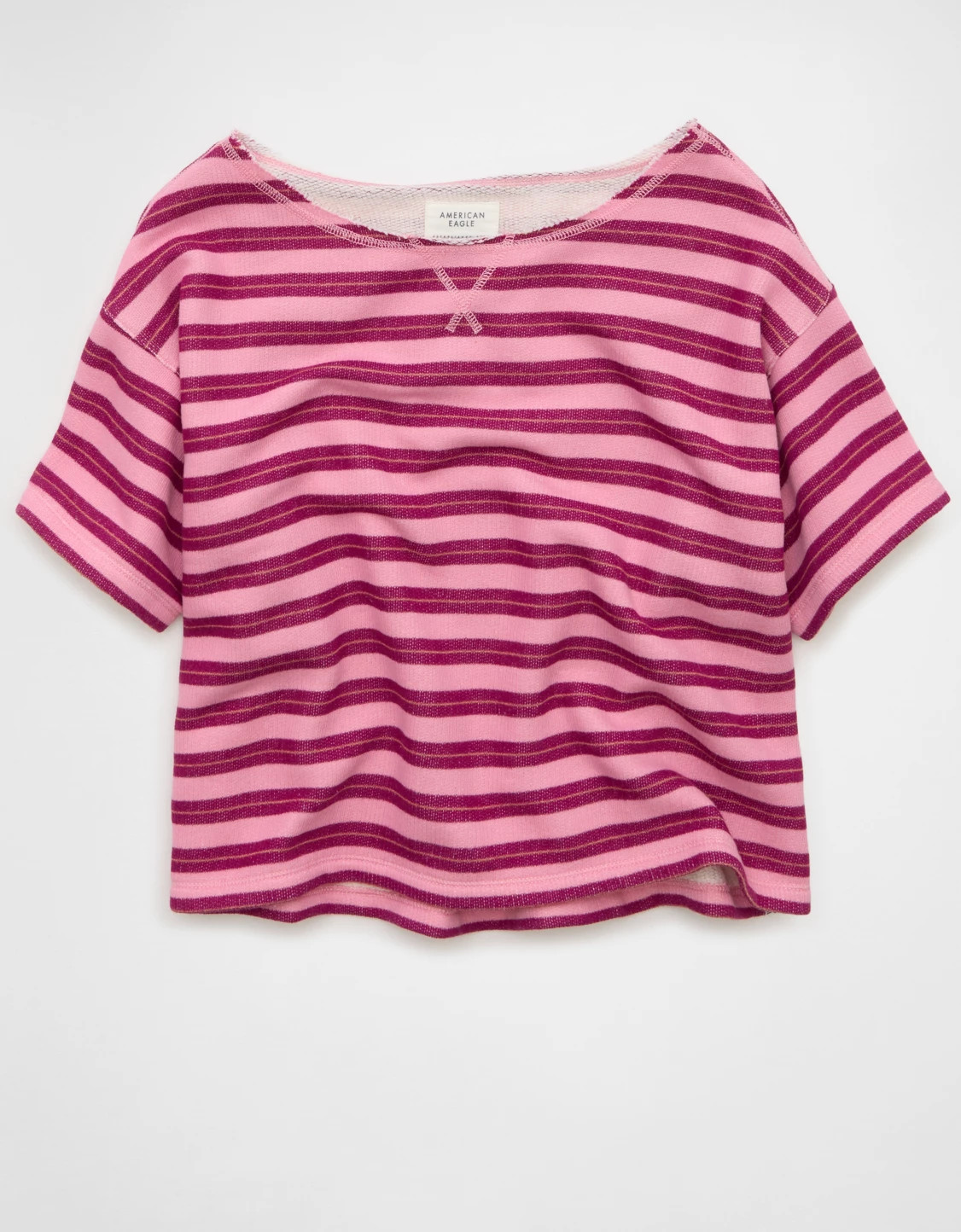 AE Off-the-Shoulder Short-Sleeve Sweatshirt | American Eagle Outfitters (US & CA)