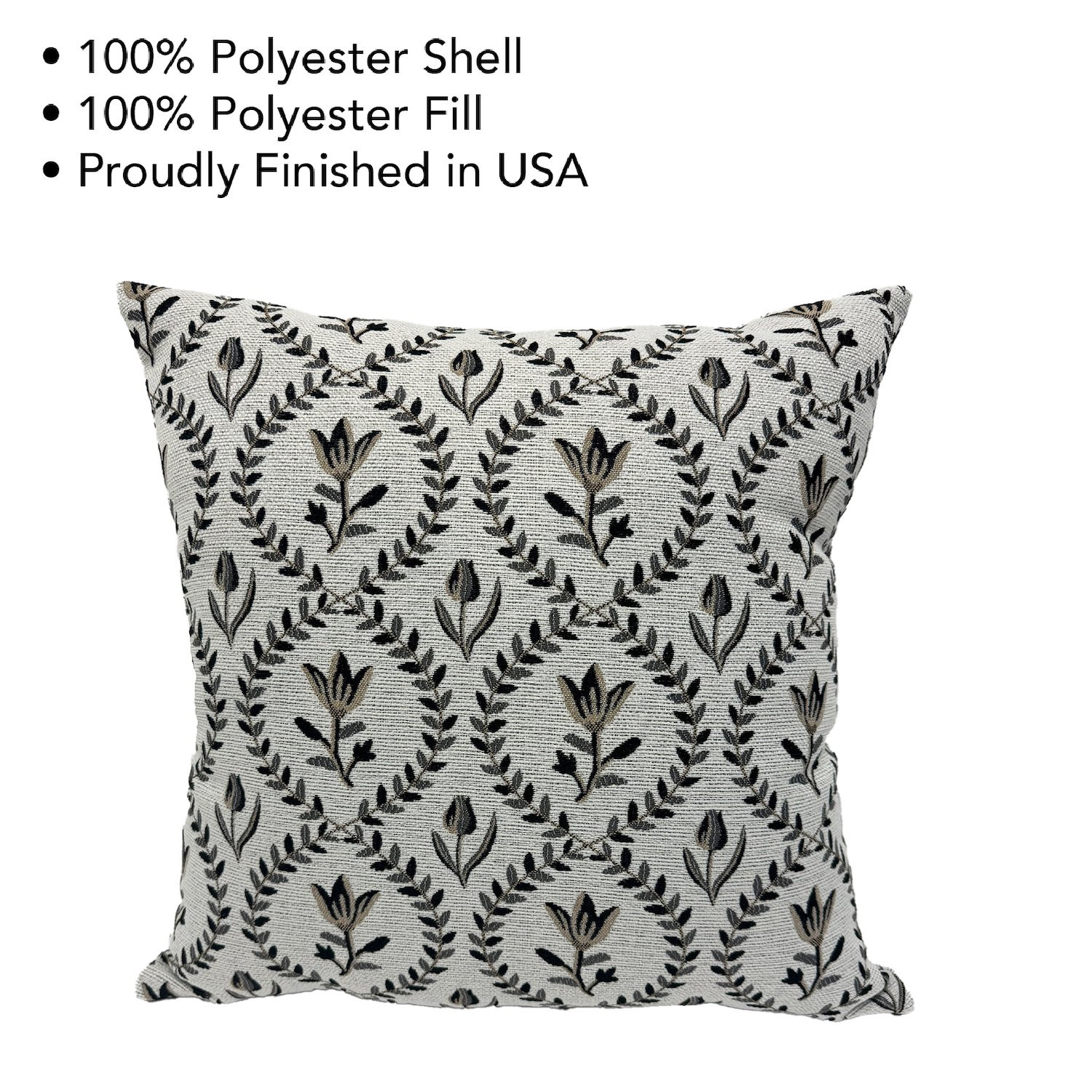 Better Homes & Gardens Floral Decorative Outdoor Throw Pillow, Off-White/Black | Walmart (US)